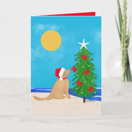 Kerstkaart met gouden hond 'Santa' kerstwensen 202 Bedankkaart