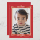 Kerstkaart met gouden lijst foto (Voorkant / Achterkant)