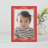 Kerstkaart met gouden lijst foto (Staand voorkant)
