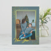 Kerstkaart met gouden lijst foto (Staand voorkant)