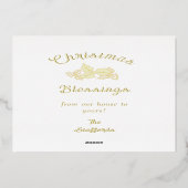 Kerstkaart met gouden lint en folie van hulst en k folie feestdagenkaart (Achterkant)