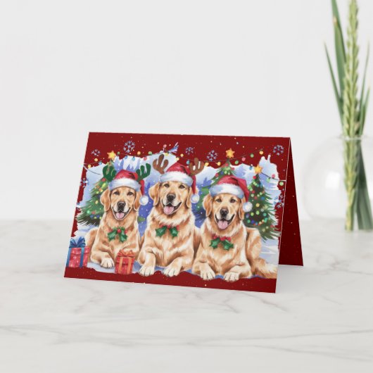 Kerstkaart met Gouden Retriever (Voorkant)