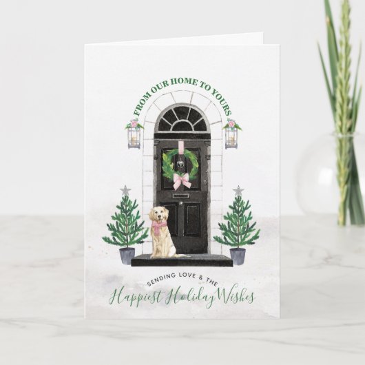 Kerstkaart met Gouden Retriever Feestdagen Kaart (Voorkant)