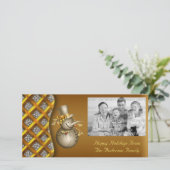 Kerstkaart met gouden sneeuwmannen (Staand voorkant)