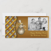 Kerstkaart met gouden sneeuwmannen (Voorkant)