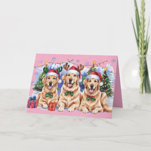 Kerstkaart met Goudkleurige Retriever (Voorkant)