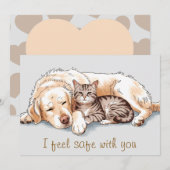 Kerstkaart met goudkleurige retriever hond die knu (Voorkant / Achterkant)