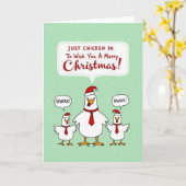 Kerstkaart met grapje over kippen kaart (Gele Bloem)