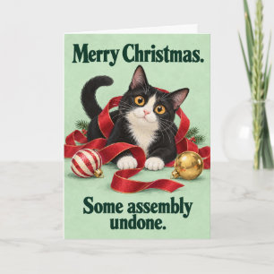 Kerstkaart met grappige kat waar wat montage aan o kaart