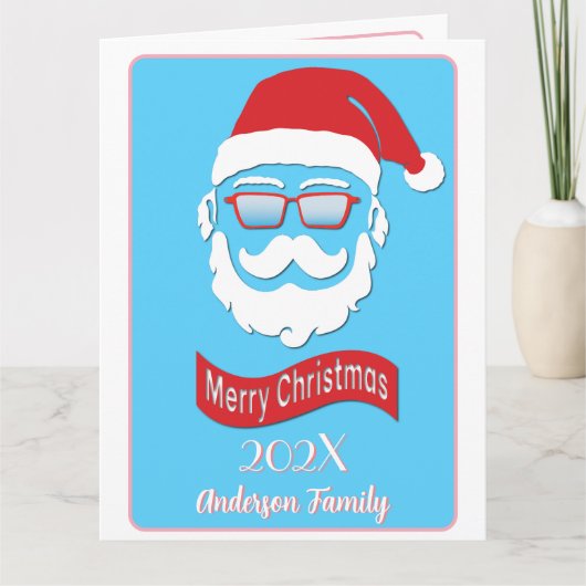 Kerstkaart met grappige Sinterklaas in hipsterstij Kaart (Voorkant)