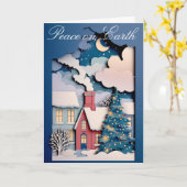 Kerstkaart met grillig ontwerp van geknipt papier kaart (Gele Bloem)