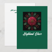 Kerstkaart met groen/rode bloemendesign (Voorkant / Achterkant)