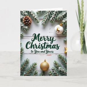 Kerstkaart met groenblijvend bos kaart