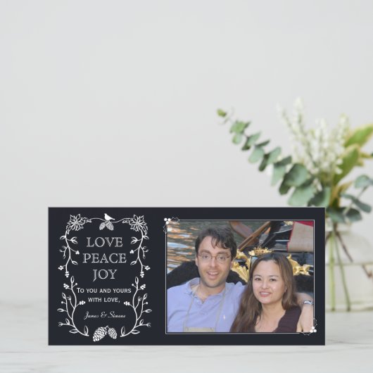 Kerstkaart met groenblijvende kerstthema (Staand voorkant)