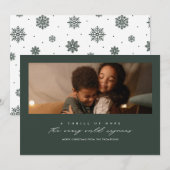 Kerstkaart met groene foto en tekst 'Stralend lich (Voorkant / Achterkant)