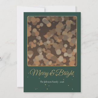 Kerstkaart met groene goudkleurige foto 'Merry and Kaart