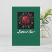 Kerstkaart met groene/rode bloemendesign (Staand voorkant)