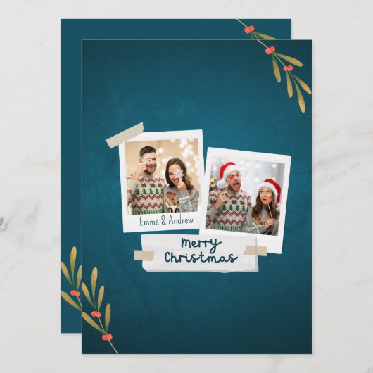 Kerstkaart met groene tekstkleur (Voorkant / Achterkant)