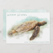 KERSTKAART MET GROENE ZEESCHILDPAD | Goede Wensen (Voorkant / Achterkant)