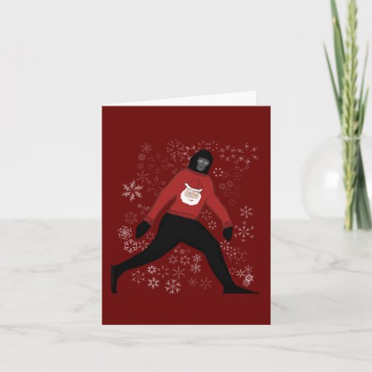 kerstkaart met groot voetje en santa feestdagen kaart (Voorkant)