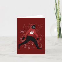 kerstkaart met groot voetje en santa