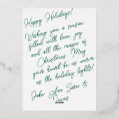 Kerstkaart met grote strik en folie feestdagenkaart (Achterkant)