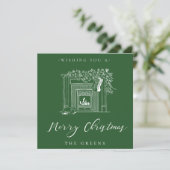 Kerstkaart met haardvuur (Staand voorkant)