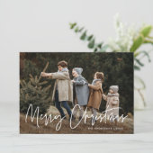 Kerstkaart met handgeschreven Kerstmis foto (Staand voorkant)