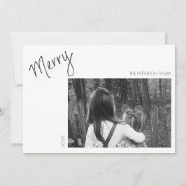 Kerstkaart met handgeschreven minimalistisch ontwe