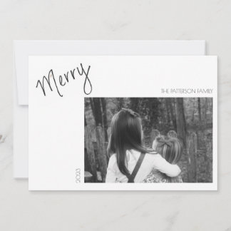 Kerstkaart met handgeschreven minimalistisch ontwe