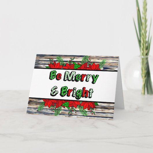 Kerstkaart met handgetekende poinsettias en de tek kaart (Voorkant)