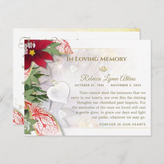 Kerstkaart met hartelijke dankbetuiging voor overl briefkaart (Voorkant / Achterkant)