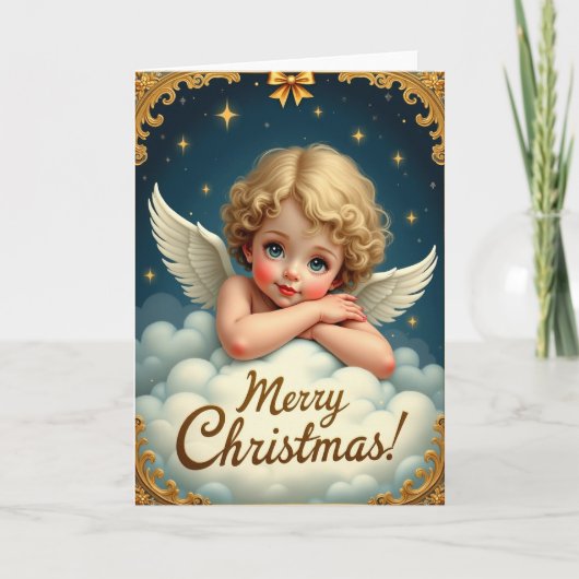 Kerstkaart met hemelse cherubijn kaart (Voorkant)
