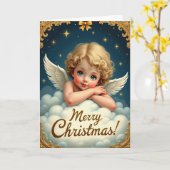 Kerstkaart met hemelse cherubijn kaart (Gele Bloem)