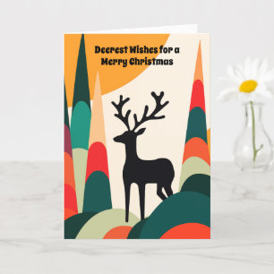 Kerstkaart met hert in het bos kaart