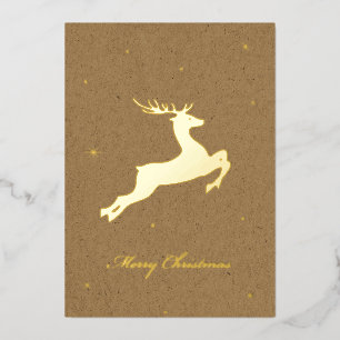 Kerstkaart met herten folie feestdagenkaart