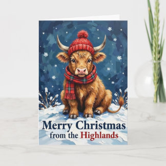 Kerstkaart met Highland Koe Kaart