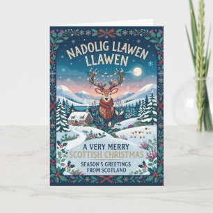 Kerstkaart met Highland-koe Nadolig Llawen Kaart