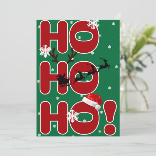 Kerstkaart met Ho Ho Ho  (Staand voorkant)