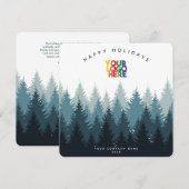 Kerstkaart met Holiday Blue Forest Zakelijk Logo (Voorkant / Achterkant)