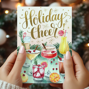 Kerstkaart met Holiday Cheer Cocktail Feestdagen Kaart