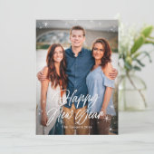 Kerstkaart met Holiday Sparks Gelukkig Nieuwjaar (Staand voorkant)