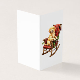 Kerstkaart met hond op schommelstoel kaart
