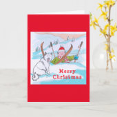 Kerstkaart met honden skitrip kaart (Gele Bloem)