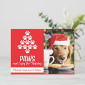 Kerstkaart met hondenpootjes (Staand voorkant)