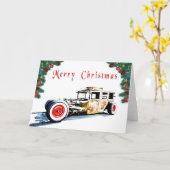 Kerstkaart met Hot Rod Kaart (Gele Bloem)