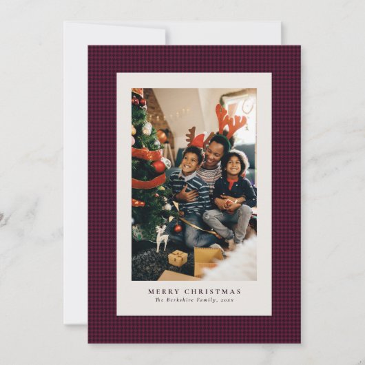 Kerstkaart met houndstooth-vakantiefoto (Voorkant)