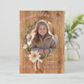 Kerstkaart met houten achtergrond en aangepaste fo (Staand voorkant)