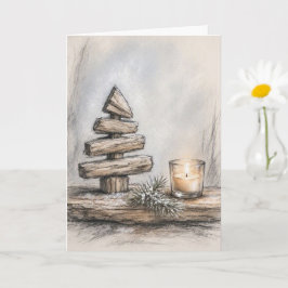 Kerstkaart met Houtskool Drijfhout Kaart