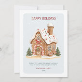 Kerstkaart met huis van peperkoek (Voorkant)